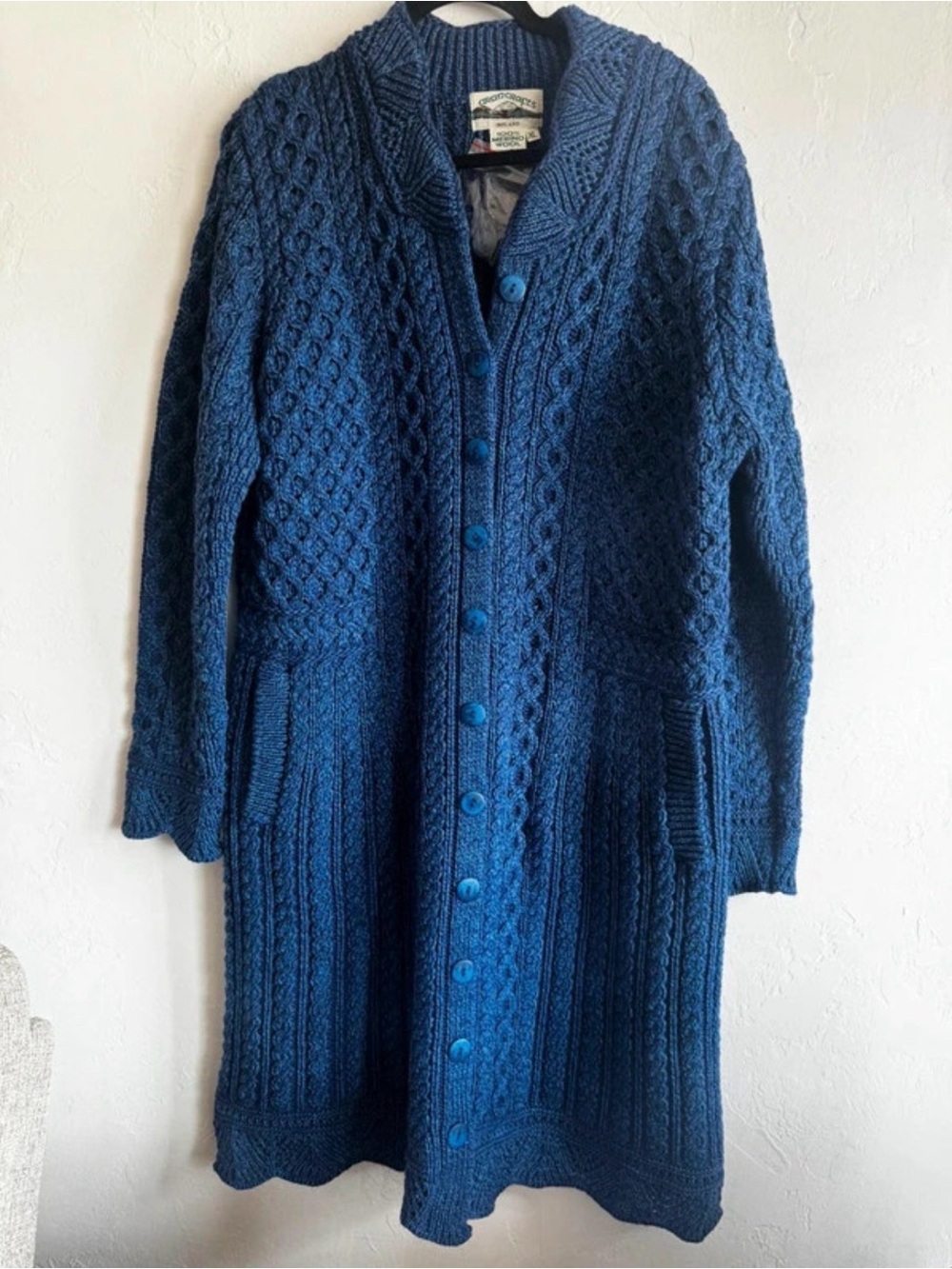 Aran Crafts 100% Merino Wool Scalloped Edge
Cardigan Coat